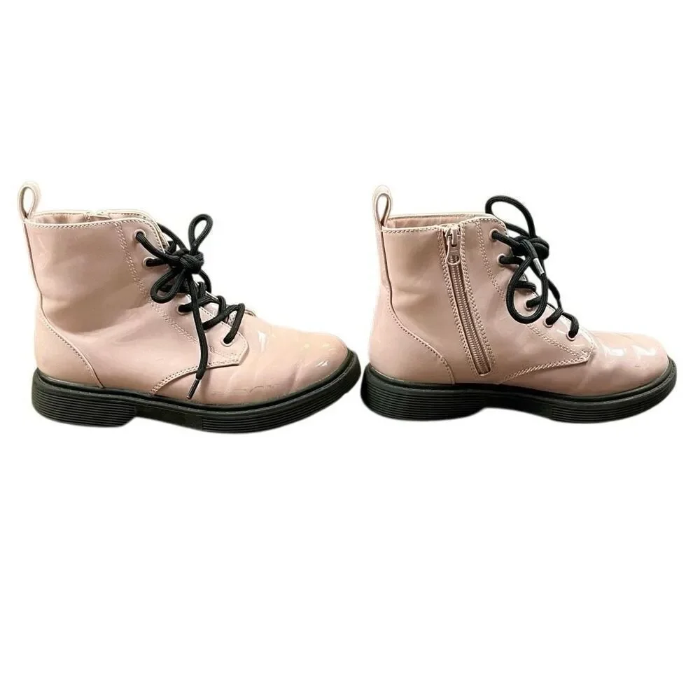 Art Class Pink Patten Leather Lace Up Combat Boots 3